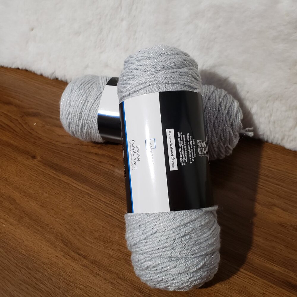 Mainstays‎ Sparkle Metallic Acrylic Yarn Gray Silver Lot of 2 Skeins